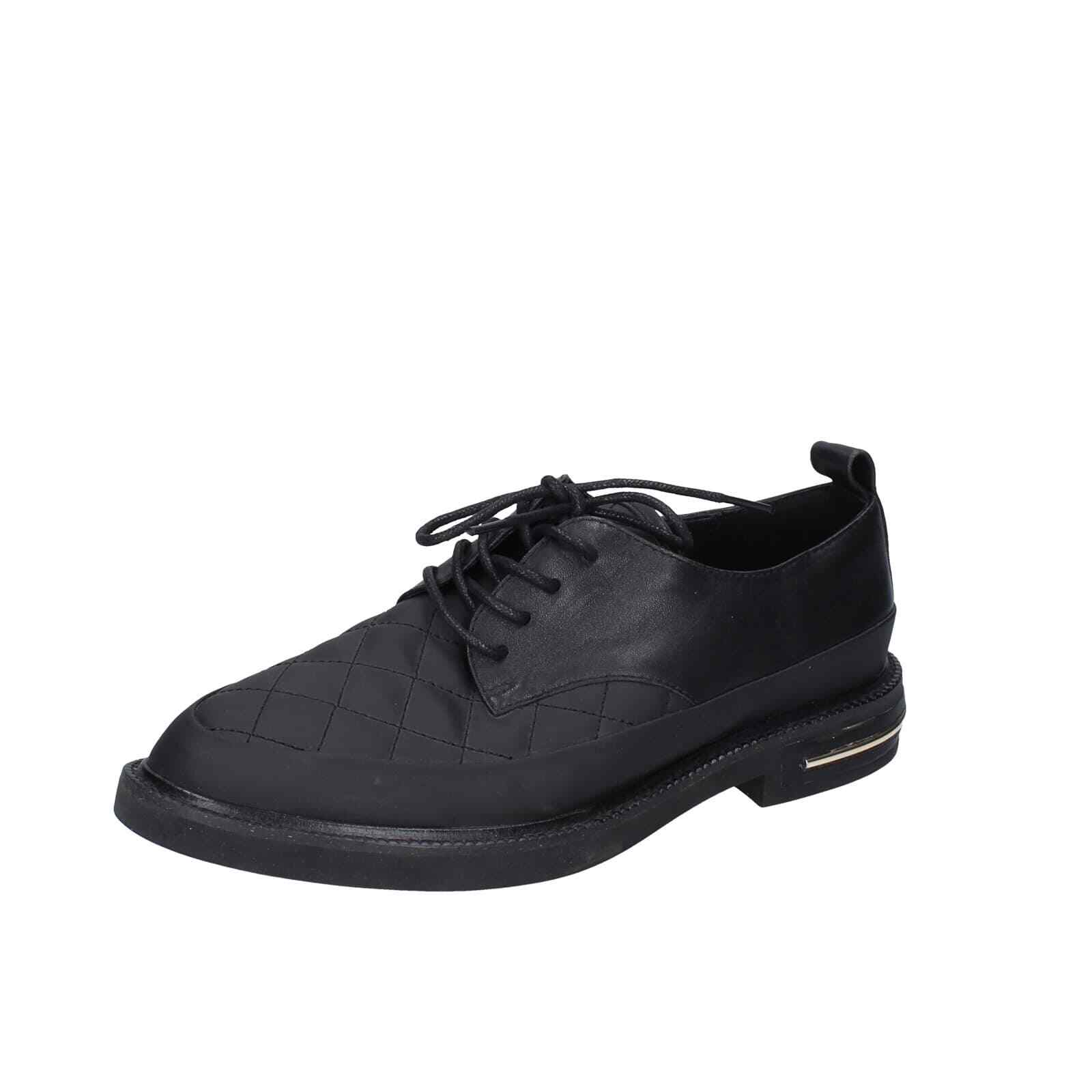 Женские туфли EMANUELLE VEE 7 (EU 37) элегантные черные кожаные с текстилем EY357-37