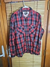 True Vintage 50s 60s Loop Collar Wool Shadow Plaid Flannel Shirt Mens L Mr Grand