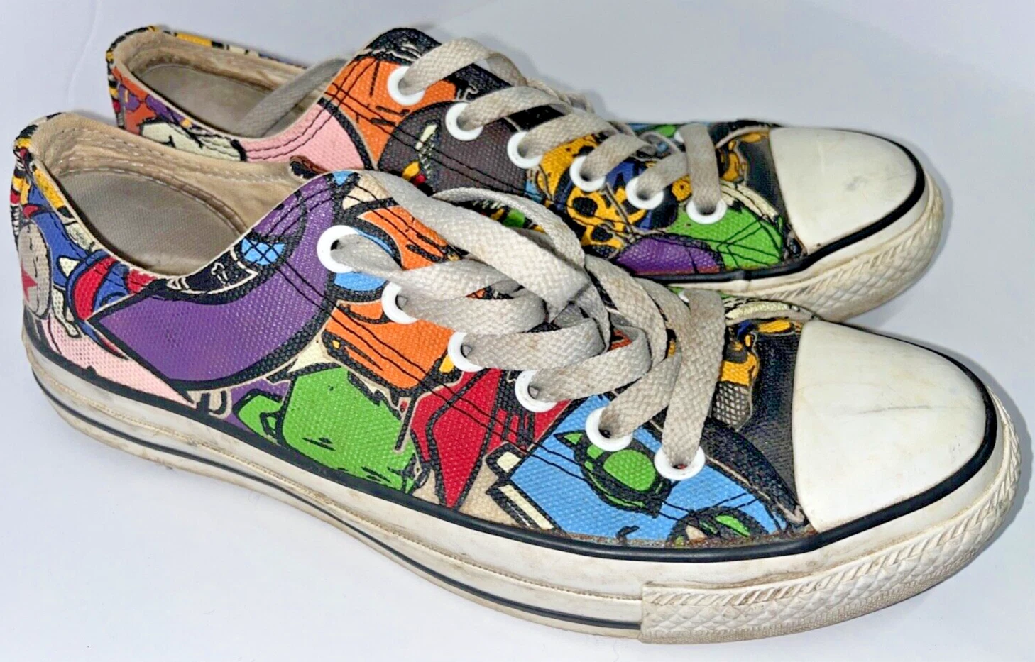 Adesivo vintage anni 90 Converse All Star cartone animato basso oxford 100143F uomo 6 donna 8