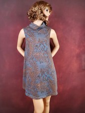 Jon & Anna Sleeveless Knit Dress Small Gray Floral Shift Mock Neck Wear to Work