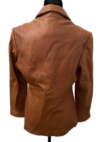 Chaqueta de Cuero Wilsons Pelle Studio Para Mujer Mediana Marrón Blazer Abrigo Suave Nueva - Imagen 4 de 11