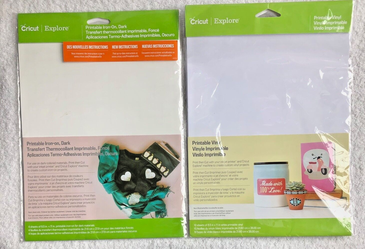 Cricut Printable Vinyl (10 sheets) & Printable Iron On Dark (4 Sheets)  New | eBay