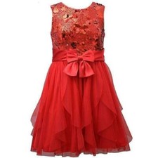 Girls Valentine's Dress Bonnie Jean Red Sequined Tulle Holiday Party 68-10 NWT