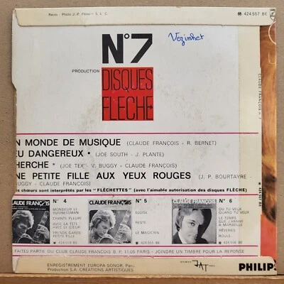 D - Claude François Trés Rare EP 45T " POCHETTE Ratée " Voir Photos + LANGUETTE - Photo 1/3