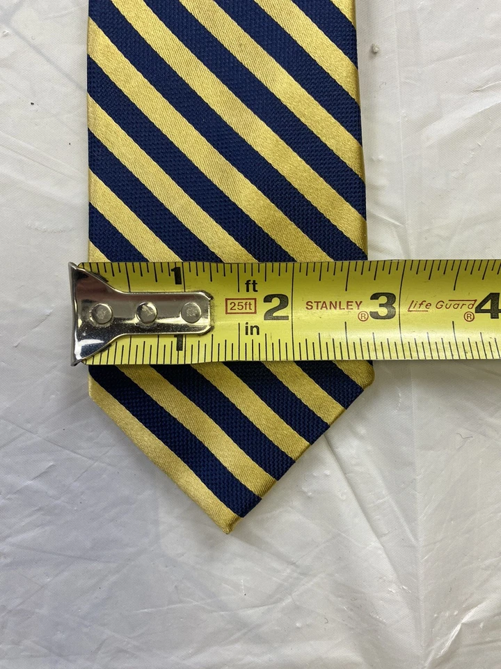NEW NAUTICA Boys Zipper Blue Yellow Striped 100% Silk Necktie NWT - Image 3 of 4