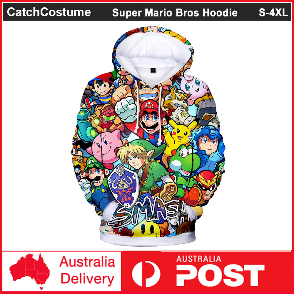 Super Mario Bros Hoodie Pullover 3D Print Sweatshirt Hooded Sweater Jacket  Coat