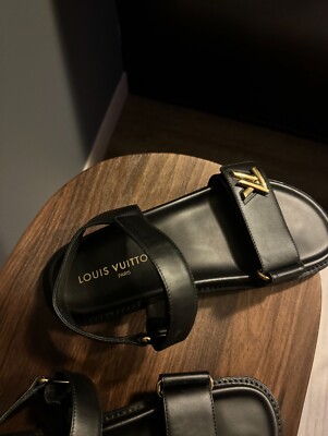 Louis Vuitton Sunset Sandals- Black and Gold Hardware Size 40 | eBay