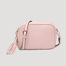 Chic Tassel Plain Small Cross Body Shoulder Woman Faux Leather Gold hardware Bag