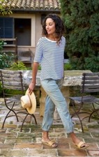 Frank Eileen Josephine 120 French Tee in Navy Stripe; Large