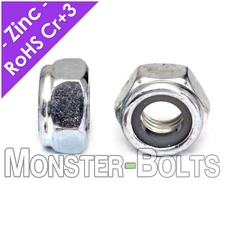 Nylon Insert LockNuts, Zinc Plated Steel, Metric DIN 985, M3 M4 M5 M6 M8 M10 M12