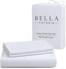 Ultra Soft Luxury Bamboo Viscose Queen Duvet Cover Set - White