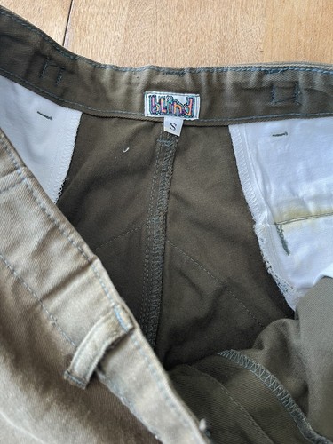 Vintage 90s Blind Skateboards Cargo Pants Size Small 34 Green *Missing Button* - Picture 18 of 21