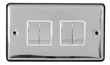 Polished Chrome 4 Gang 2 Way 10A Screwed Light Switch
