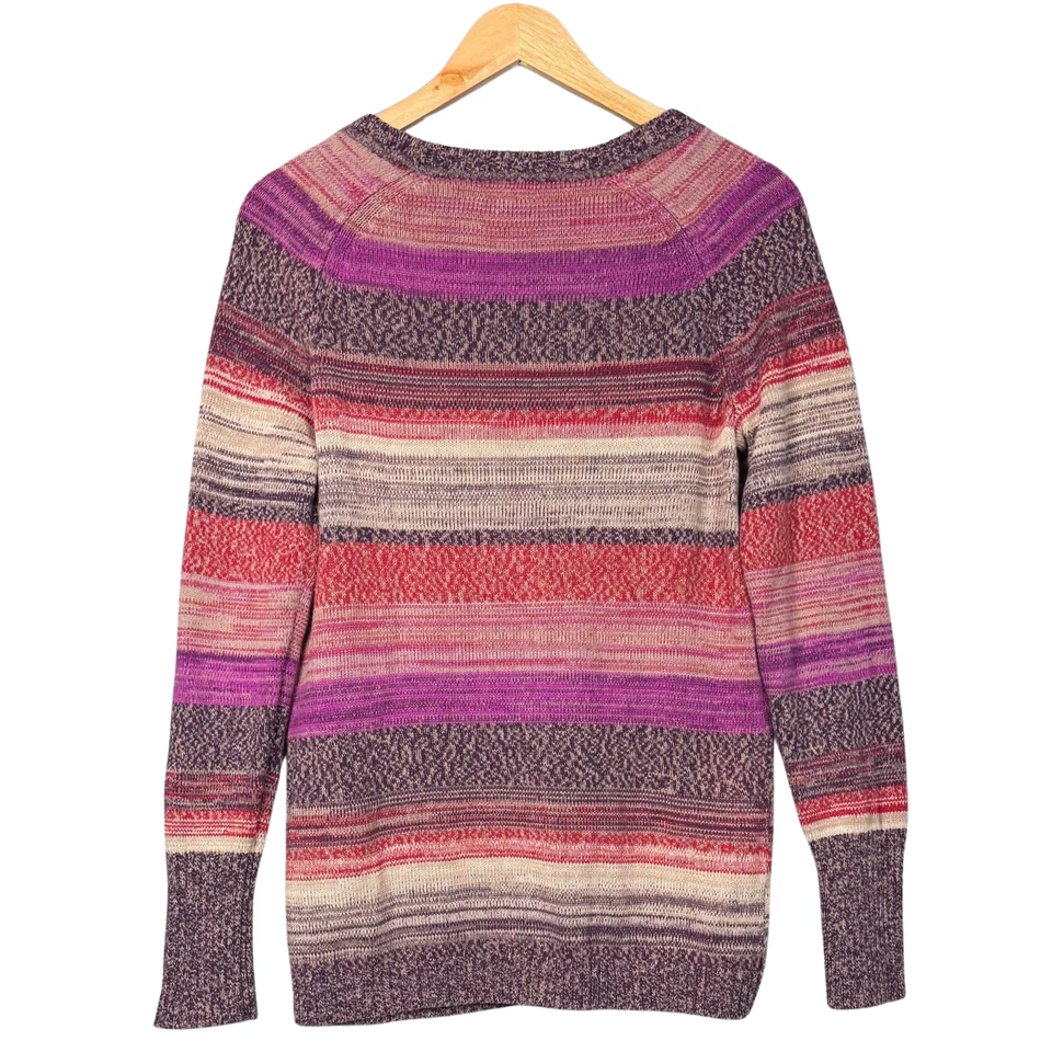 Suéter Eddie Bauer Para Mujer Rayas Colorido Tejido Otoño Boho Pullover Lindo Mediano Foto 2 de 4