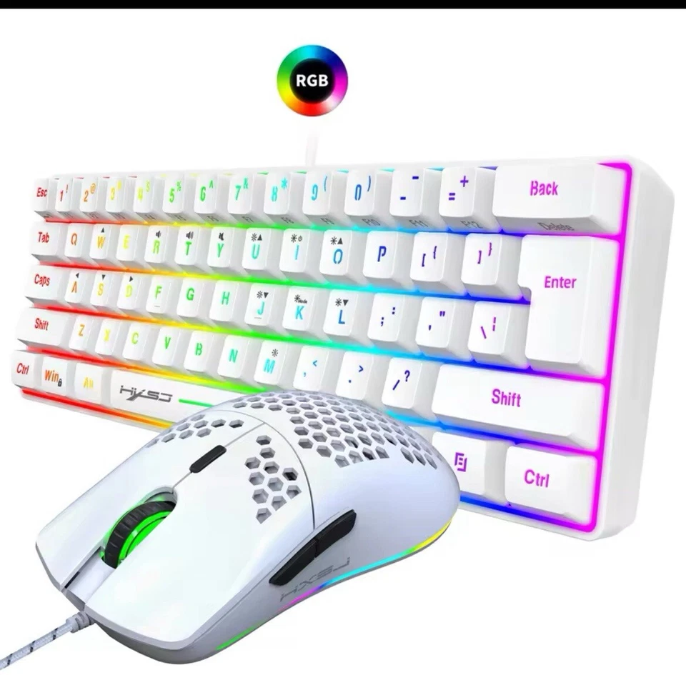 Hot selling HXSJ 61 keys V700 RGB luminous mechanical feel keyboard and mouse - Image 2 of 3