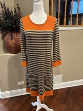 Jessica Howard Womens Orange  Colorblock Striped Sweaterdress Small