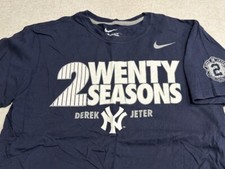 NIKE NEW YORK NY YANKEES MLB BASEBALL 20 SEASONS Derek Jeter TEE T SHIRT Mens M
