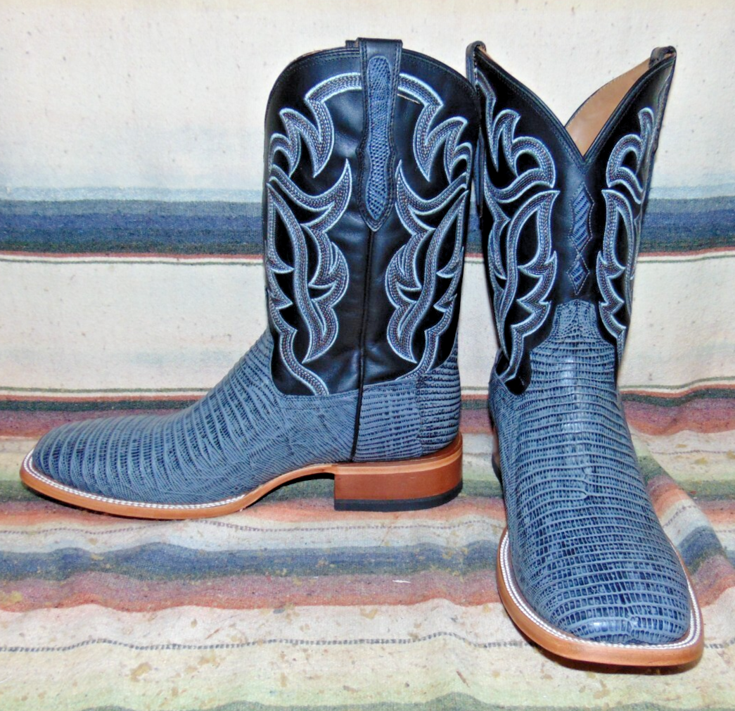 Mens Rujo The Curtis Blue Gray Teju Lizard / Leather Cowboy  display picture 3