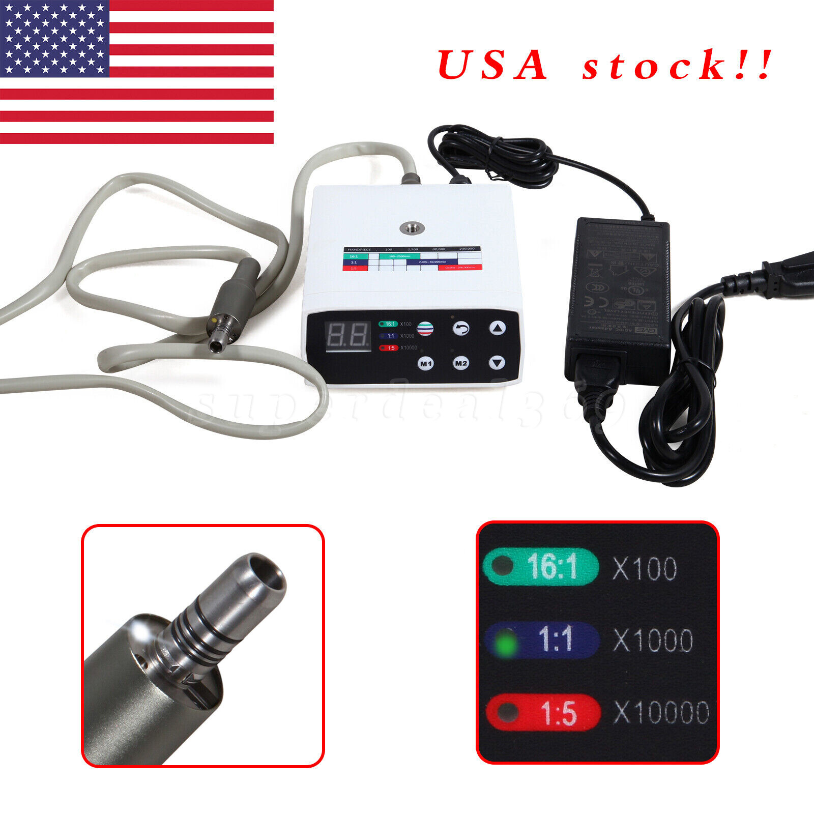 NSK Style Dental LED Brushless Electric Motor /1:5 Contra Angle Handpiece to