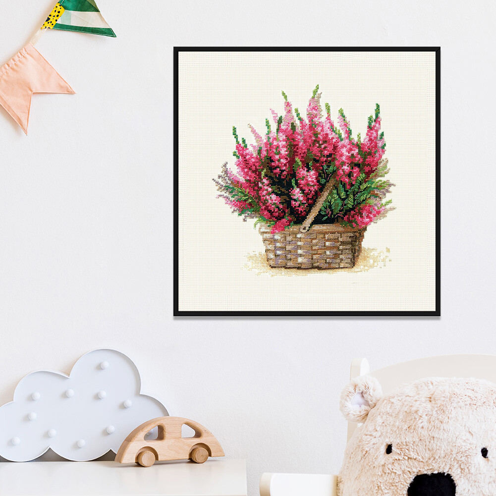 11CT Stamped Flower Cross Stitch Kits Printed Canvas DIY Needlework