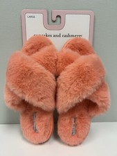 Cupcakes and Cashmere FUZZY Super Soft Faux Fur Women  s Slippers. Size: LARGE