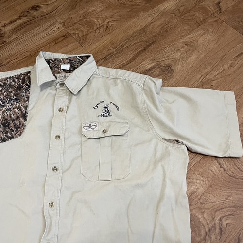 Vintage Flint River Hunters Shooting Shirt Mens Size XXL Beige Camo Made In USA - Picture 3 of 11
