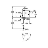 Grohe Eh-Wt-Batterie Eurosmart 23394_3 M-Size Mst Kalt Versenkbare Kette Chrom
