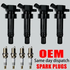 4X OEM Ignition Coil & Iridium Spark Plugs For Hyundai Accent Kia Rio 1.6L UF652