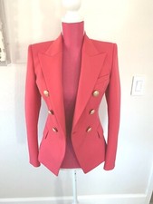 Balmain Classic Six-Button Grain de Poudre Blazer Jacket 36 2150 FUCHSIA NWT