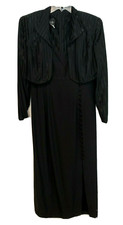 Vintage Wild Rose Black Maxi Dress and Attached Bolero Jacket USA Made Sz 10 EUC