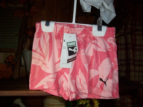PUMA GIRLS TODDER 2 PIECE SHIRT AND SHORT SET SIZE 4T WITH HEART TANK TOP SUMMER - Picture 2 of 2