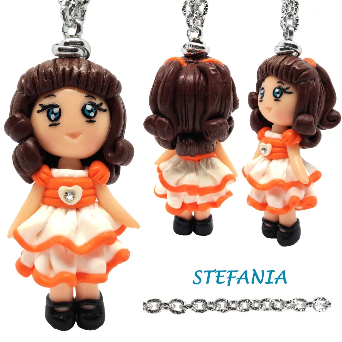 Collana bambola Le Carose Flappers abito celeste