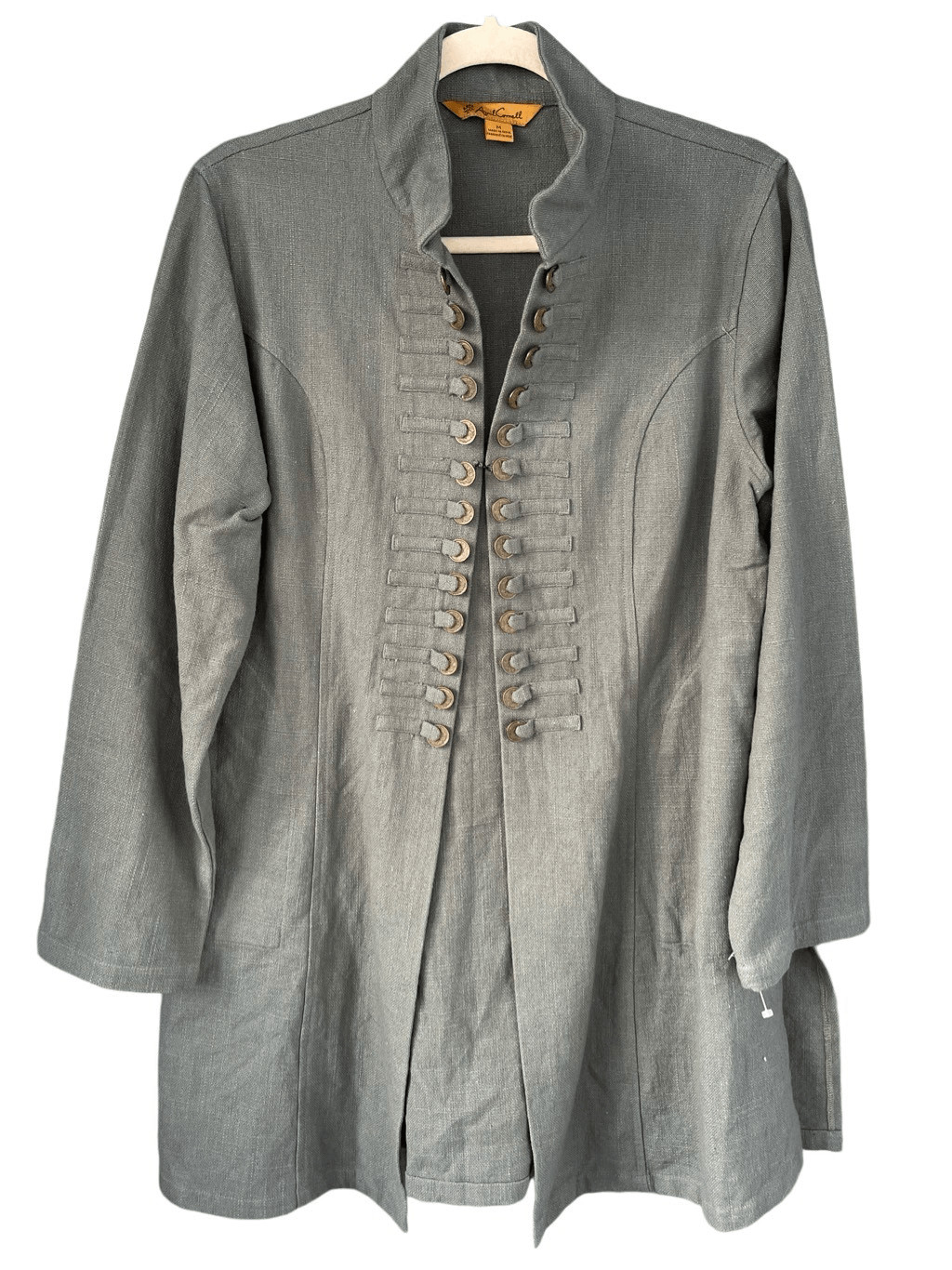 T1 April Cornell Sheffield Coin-Accented Tunic Jacket Sage Green Medium