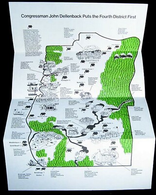OREGON SOUTHWEST 1974 4TH DISTRICT PICTORIAL MAP JOHN DELLENBACK ELECTION FLYER