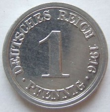 1 Pfennig 1916 G Alu fast Stempelglanz f.st Erstabschlag EA Kaiserreich J. 300