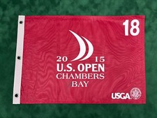 Jordan Spieth Signed 2015 US Open at Chambers Bay Golf Flag + Dealer COA