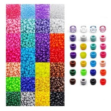 Pony Beads, 4200pcs 28 Colors Plastic Beads for Craft Bracelets Making, Hair ...