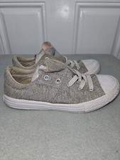 Girls Converse All Star Maddie Ox Gray Pink Chuck Taylor Slip on Sneakers Size 2
