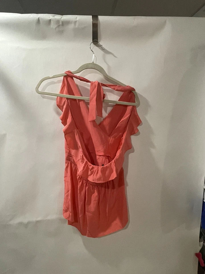 BCBG Max Azria Top Rosa 100% Seda Corbata Cuello Talla M Foto 4 de 4