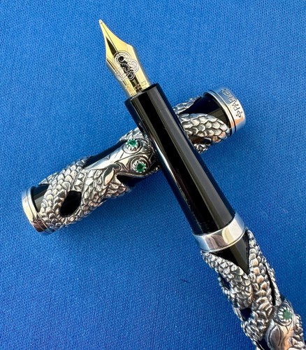 Sterling Silver Parker SNAKE Fountain Pen 18k Gold M Nib