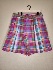 Polo Ralph Lauren Vtg 90s Men 35 Madras Plaid Pleated Short USA Made Pink Orange