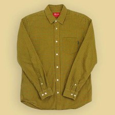 Supreme NYC Mustard/Olive Houndsooth 100 Cotton Flannel Button Shirt M