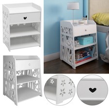Bedside Table White Drawer Cabinet Small Side End Table Nightstand Storage Shelf