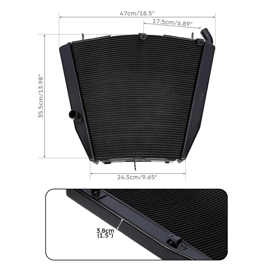 Refrigerador de radiador negro apto para 06-07 Honda CBR1000RR CBR 1000RR 2006 2007 Foto 4 de 4