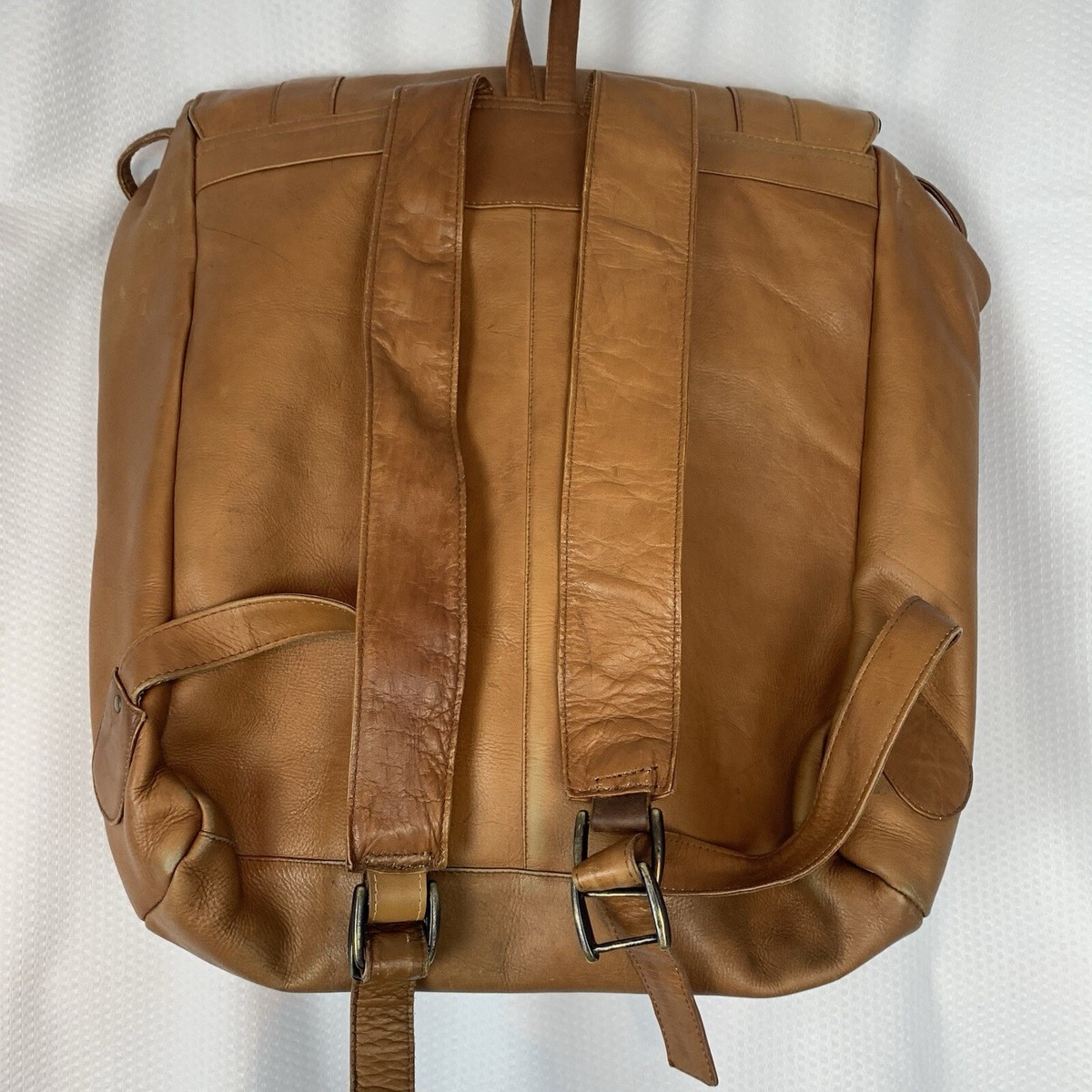 Vintage Leather Backpack Made in Columbia Cognac Brown Special Leather made in Columbia backpack Bag  main image 4