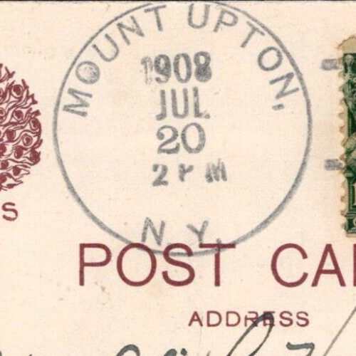 Postcard NY Mount Upton, New York; Main Street 1908; Horse and Buggy Bf