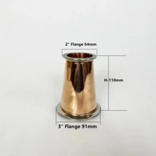 Copper Tri-Clamp Reducer 2" Flange 64mm 3" 91mm Hemispherical Distiller Adapter