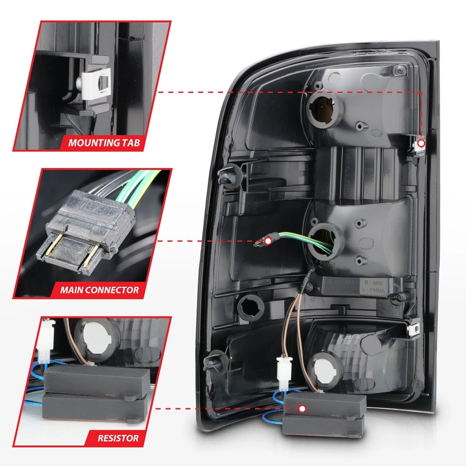 Luces traseras LED de fibra óptica negras Anzo 311388 para GMC Sierra 2500 HD 2007-2013 Foto 4 de 4