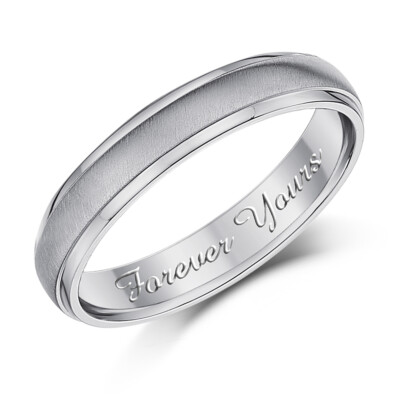 4 mm Titan matt & poliert Ring graviert ''Forever Yours'' Gravur Ehering