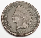 1886 P Indian Head Cent Penny Type 2 (T2)  *F - FINE DETAILS*  **FREE SHIPPING**